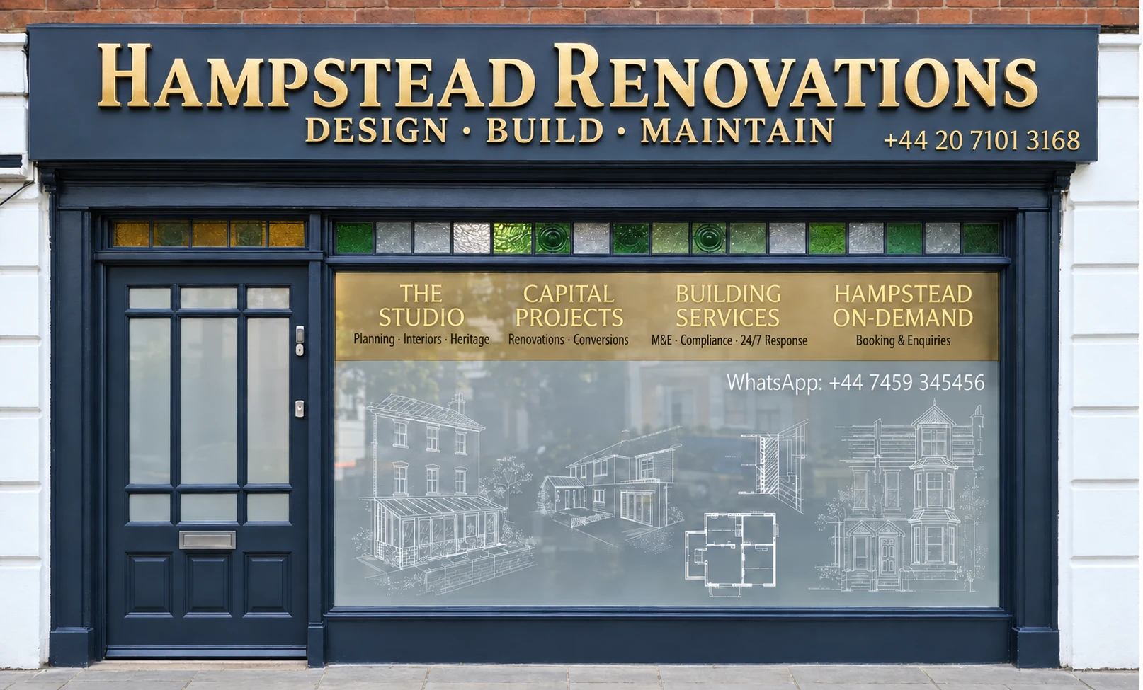 Hampstead Renovations design studio and headquarters on Finchley Road