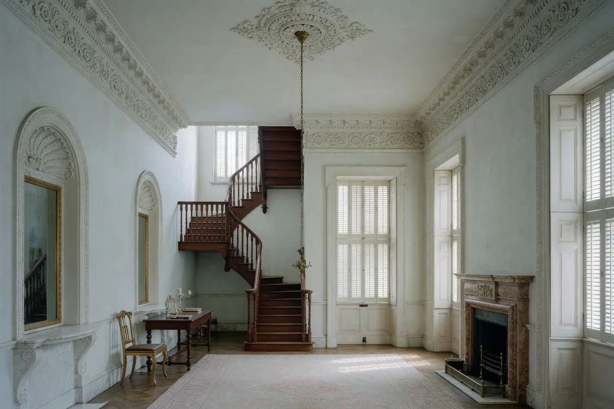 Staircase and shutters in a Holland Park reception room