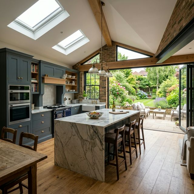 Luxury open plan kitchen in golders green