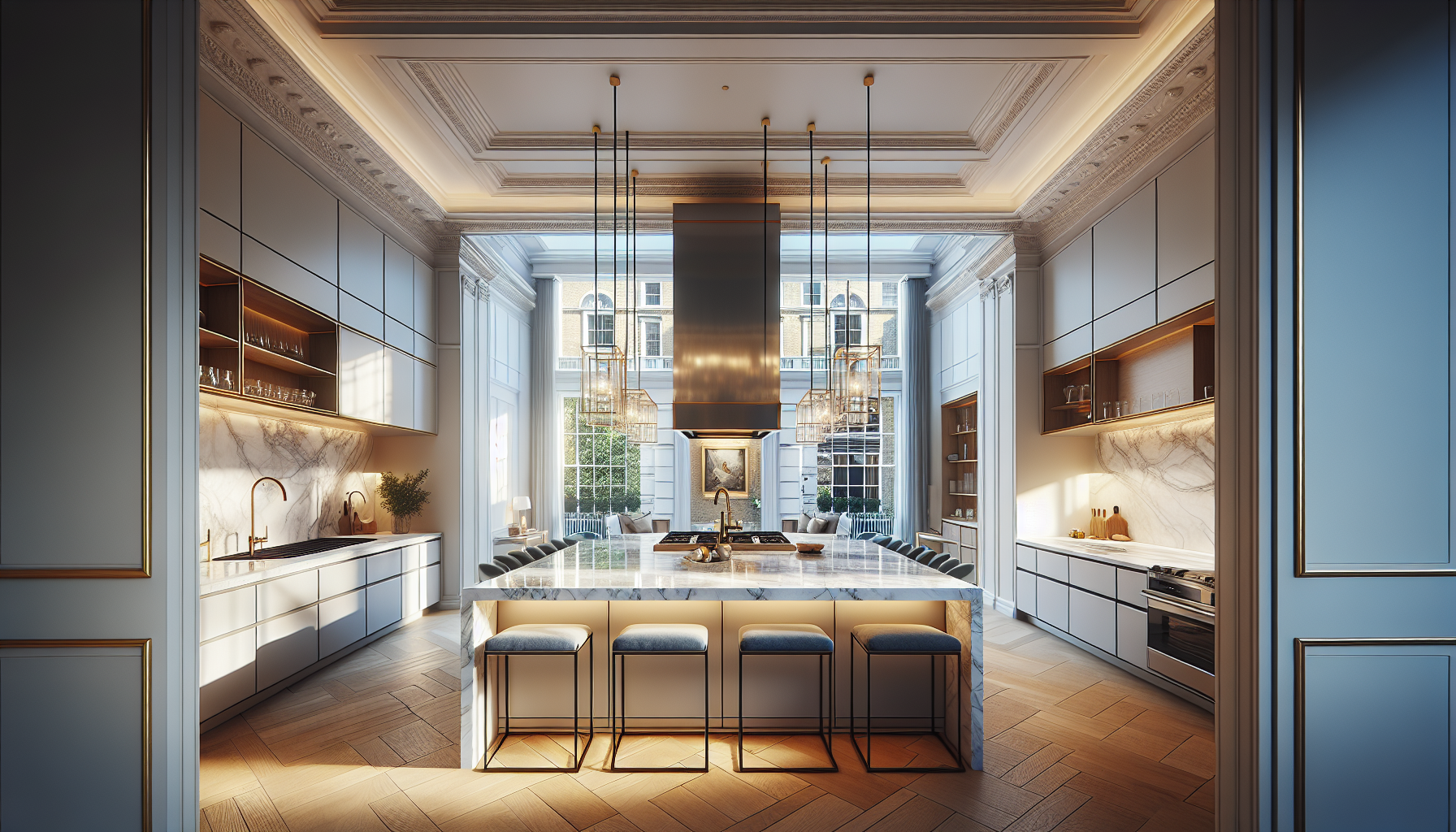 Luxury l shaped kitchen in st james